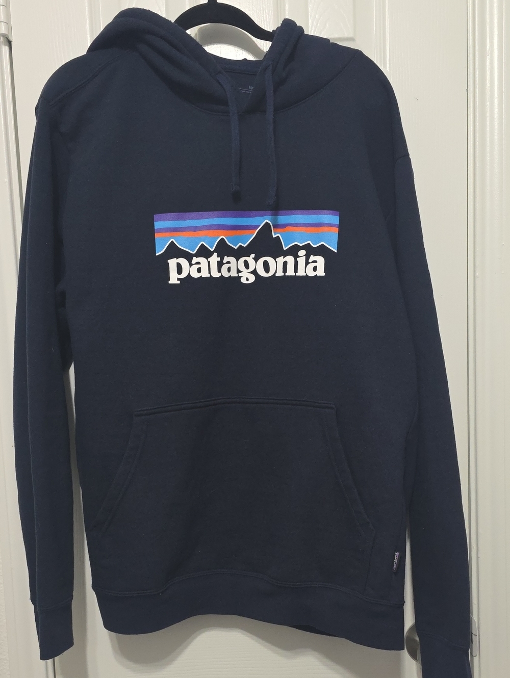 Patagonia Navy Pullover Hoodie with Multicolor Logo Size XL Men's XL Womens XXL
